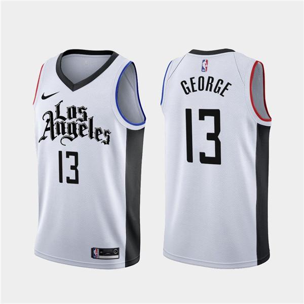 Authentic Men's Paul George White Jersey - #13 Basketball Los