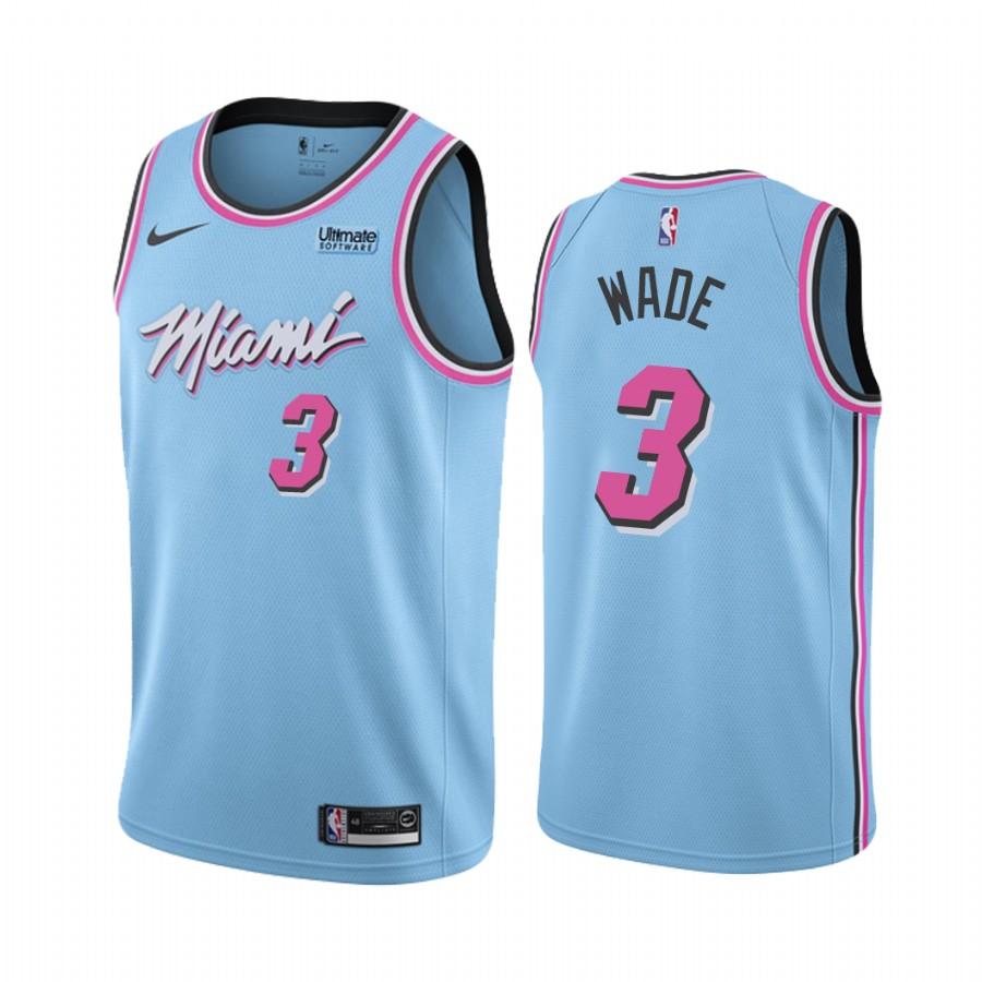 Dwyane Wade #3 Miami Heat Basketball NBA Jersey Stitched Blue City