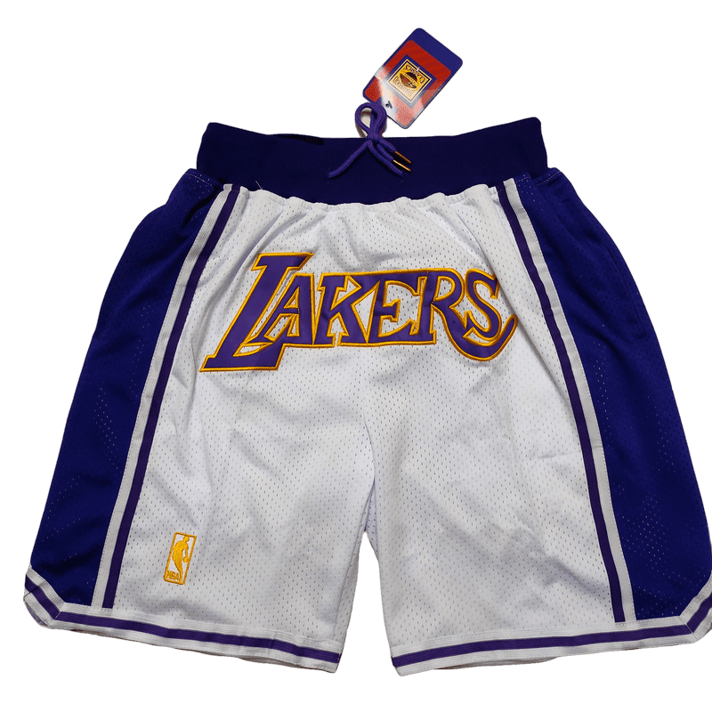 Los Angeles Lakers Retro NBA Shorts Blue White Trim - Kitsociety