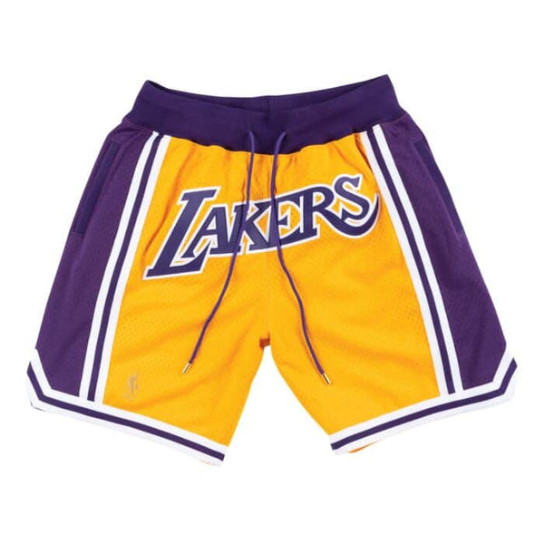 Los Angeles Lakers Retro NBA Shorts Blue White Trim - Kitsociety