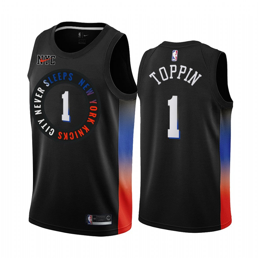 Obi Toppin New York Knicks Game-Used #1 Black City Jersey vs. Brooklyn Nets  on March 1, 2023